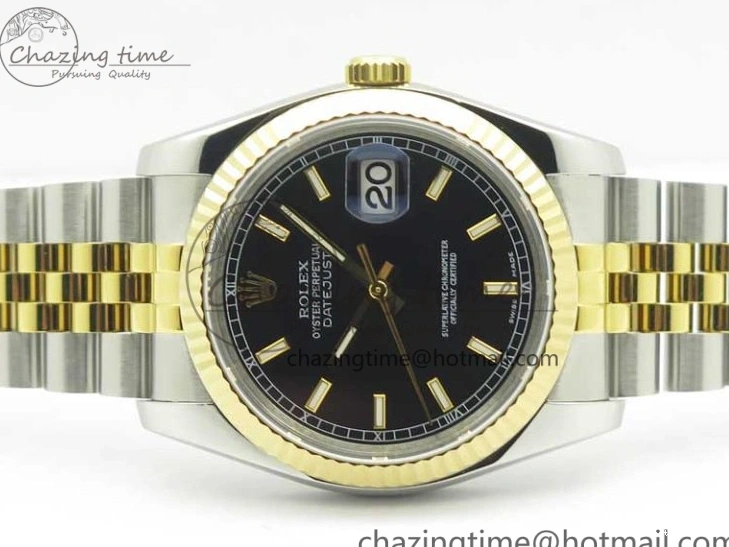 0413 DateJust 36 SS YG 126233 ARF 1:1 Best Edition Black Dial Stick Markers on SS YG Jubilee Bracelet SH ModernLook 3432